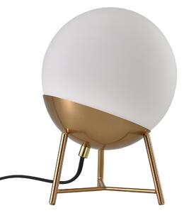 House Nordic Stolní lampa z bílého skla, mosazná objímka a nohy, kulový tvar, Ø20 cm (Mosaz)