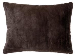 Tmavě šedý obdélníkový dekorativní polštář Elma z umělé kožešiny