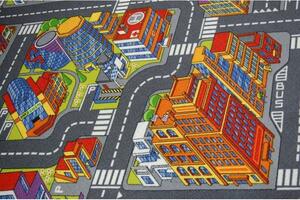 Dywany Lusczow Dětský kulatý koberec BIG CITY šedý