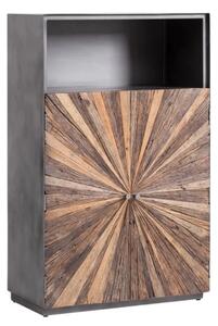 Masivní komoda Highboard Derby z recyklovaného dřeva a kovu, lakovaná, šedá – 90×45×145 cm