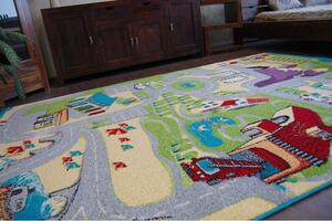 Dywany Lusczow Dětský koberec FUNKY UGO šedo-zelený