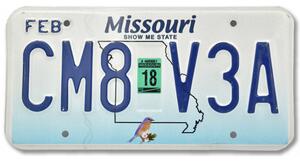 Americká SPZ Missouri Blue Bird