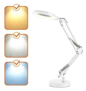 LED Stm. stolní lampa s lupou 2v1 AURIQ LOUPE LED/10W/5V 3000/4000/6500K bílá