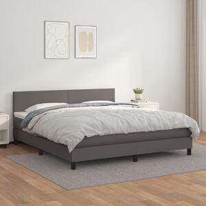 Box spring postel s matrací šedá 160x200 cm umělá kůže 3141015