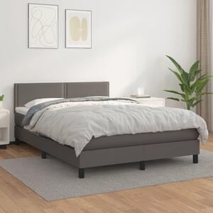 Box spring postel s matrací šedá 140 x 190 cm umělá kůže 3141063