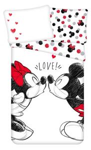 Dětské povlečení MICKEY & MINNIE KISS bílé Rozměr povlečení: 70 x 90 cm | 140 x 200 cm