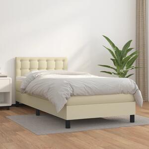 Box spring postel s matrací krémová 90x190 cm umělá kůže 3141097