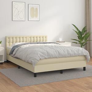 Box spring postel s matrací krémová 140x190 cm umělá kůže 3141121