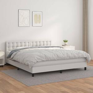 Box spring postel s matrací bílá 160x200 cm umělá kůže 3141132