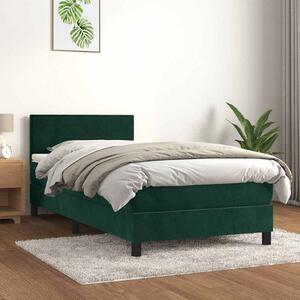 Box spring postel s matrací tmavě zelená 80 x 200 cm samet 3141152