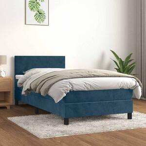 Box spring postel s matrací tmavě modrá 100x200 cm samet 3141171