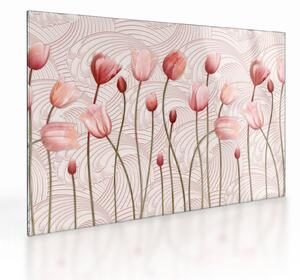 Skleněný obraz - Růžové tulipány (70x50 cm)