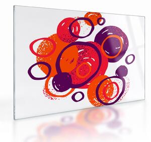Skleněný obraz - Motiv s kruhy v teplých barvách (70x50 cm)