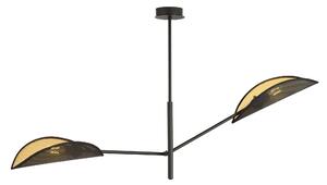 Stropní svítidlo VENE 2 – černé, zlatá textilní stínidla, 2× E14, šířka 102 cm