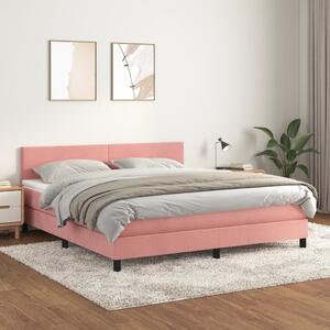 Box spring postel s matrací růžová 160x200 cm samet 3141196