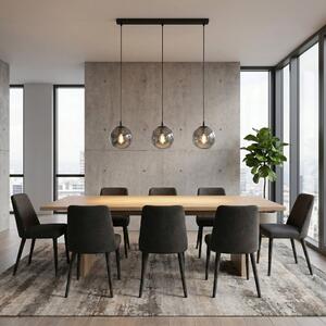 Závěsné svítidlo COSMO 3 – černé, grafitové sklo, 3× E14, šířka 70 cm