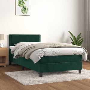 Box spring postel s matrací tmavě zelená 80 x 200 cm samet 3141212