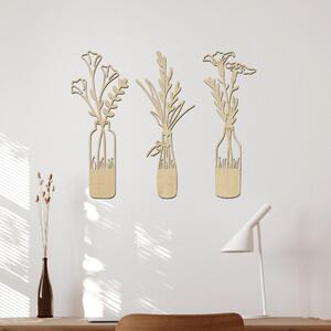 Dřevo života | Dřevěná dekorace na zeď Luční květiny ve váze | Rozměry (cm): 40x32 | Barva: Třešeň