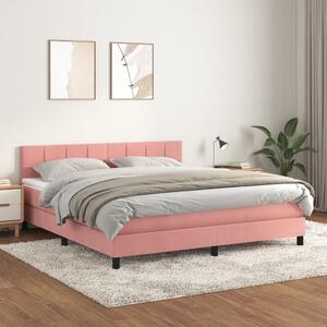 Box spring postel s matrací růžová 160x200 cm samet 3141316