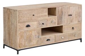 Masivní skříňka pod umyvadlo Laos z mangového dřeva, lakovaná, přírodní barva – 146×50×76 cm