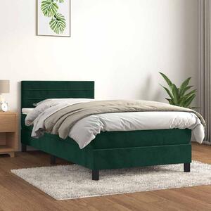Box spring postel s matrací tmavě zelená 80 x 200 cm samet 3141332