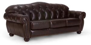 Pohovka Chesterfield Hereford 3-místná z pravé kůže, hnědá