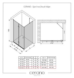CERANO - Sprchový kout Volpe L/P - černá matná, transparentní sklo - 100x100 cm - skládací