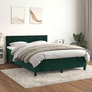 Box spring postel s matrací tmavě zelená 140x200 cm samet 3141368