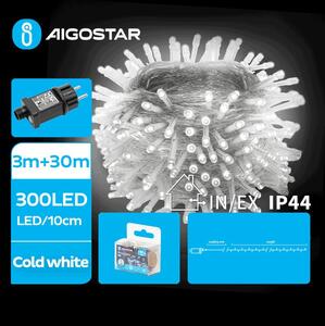 Aigostar - LED Venkovní řetěz 300xLED/8 funkcí 33m IP44 studená bílá
