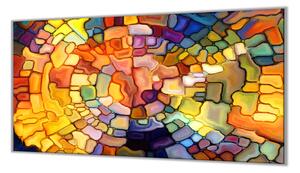 Ochranná deska sklo abstraktní iluze barevného skla - 52x60cm / S lepením na zeď