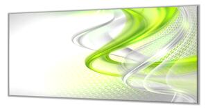Ochranná deska zeleno bílá vlna abstrakt - 50x70cm / S lepením na zeď