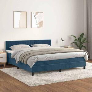 Box spring postel s matrací tmavě modrá 180x200 cm samet 3141441