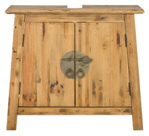 Masivní umyvadlová skříňka Rangoon z recyklované borovice, lakovaná, hnědá – 70×32×61 cm