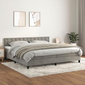 Box spring postel s matrací světle šedá 200x200 cm samet 3141563