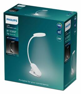 Philips 8720169194397 stolní LED lampa s klipem Forys, bílá, 1x 5 W 200lm 4000K IP20