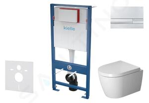 Kielle Set předstěnové instalace, klozetu ME by Starck a sedátka softclose, tlačítko Gemini l, lesklý chrom SANI11AP1100