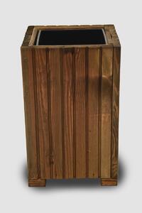 Vingo Vyšší čtvercový dřevěný truhlík s plastovou vložkou - hnědý, 25x25x40