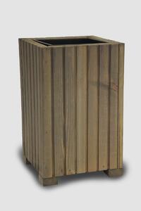 Vingo Vyšší čtvercový dřevěný truhlík s plastovou vložkou - šedý, 25x25x40