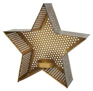 Svícen zlatá Hvězda na čajovou svíčku 18 cm