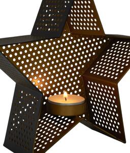Svícen zlatá Hvězda na čajovou svíčku 18 cm