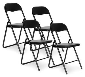 ModernHOME Sada 4 skládacích zahradních cateringových židlí, černá ekokůže PJJBS0024-04