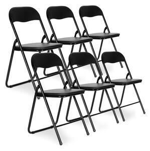 ModernHOME Sada 6 skládacích zahradních cateringových židlí, černá ekokůže PJJBS0024-06