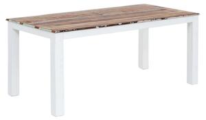 Masivní jídelní stůl Perth z recyklovaného dřeva, lakovaný, bílý s barevnými prvky – 180×90 cm