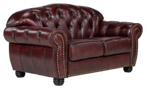 Pohovka Chesterfield Hereford 2-místná z pravé kůže, červená