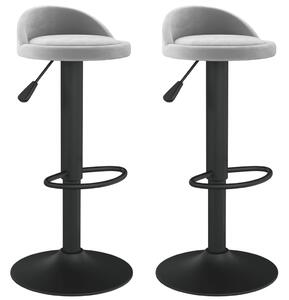Barové stoličky 2 ks světle šedé samet
