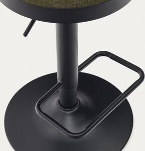 Tmavě zelená čalouněná barová židle Kave Home Zaib 58-80 cm