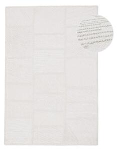 Bílý ručně tkaný koberec s příměsí vlny 140x200 cm Sculptured Blocks – Flair Rugs