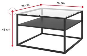 Konferenční stolek LINZE, 75x45x75, sklo/černá