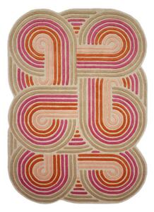 Růžový ručně tkaný vlněný koberec 140x200 cm Spiral Shaped – Flair Rugs