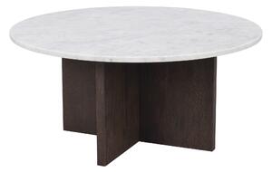 Rowico Home, Mramorový kulatý konferenční stolek BROOKSVILLE 90 cm | Bílý/Hnědý 120787